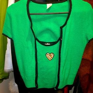 Urban Outfitters leopard Heart cotton Cardigan and Tank Top